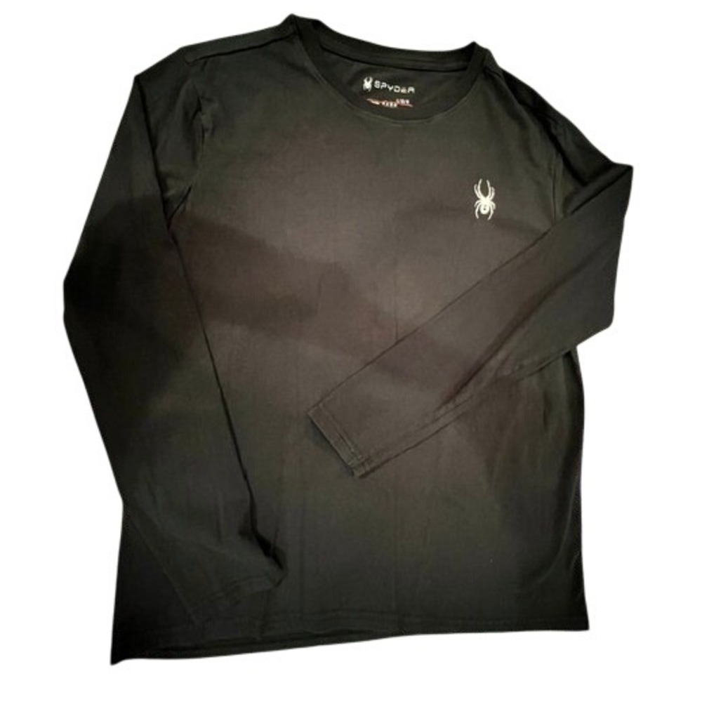 Spyder Long Sleeve Shirt Mens Large Black Graphic Logo Athletic Tee
